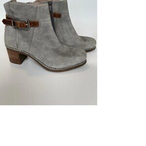 Dansko Hartley Grey Nubuck Leather Ankle Boot Size 37 Boho Cowgirl Festival